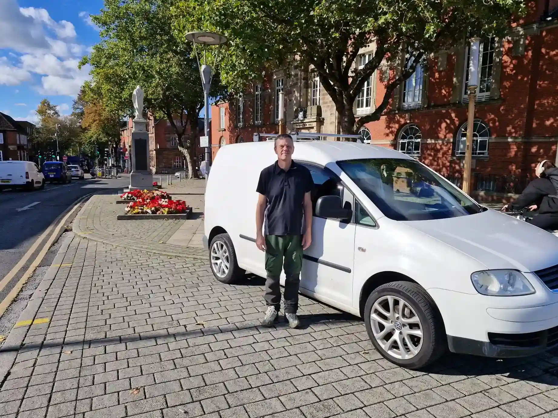 JS Locksmiths local locksmith with his van in Sale, Greater Manchester